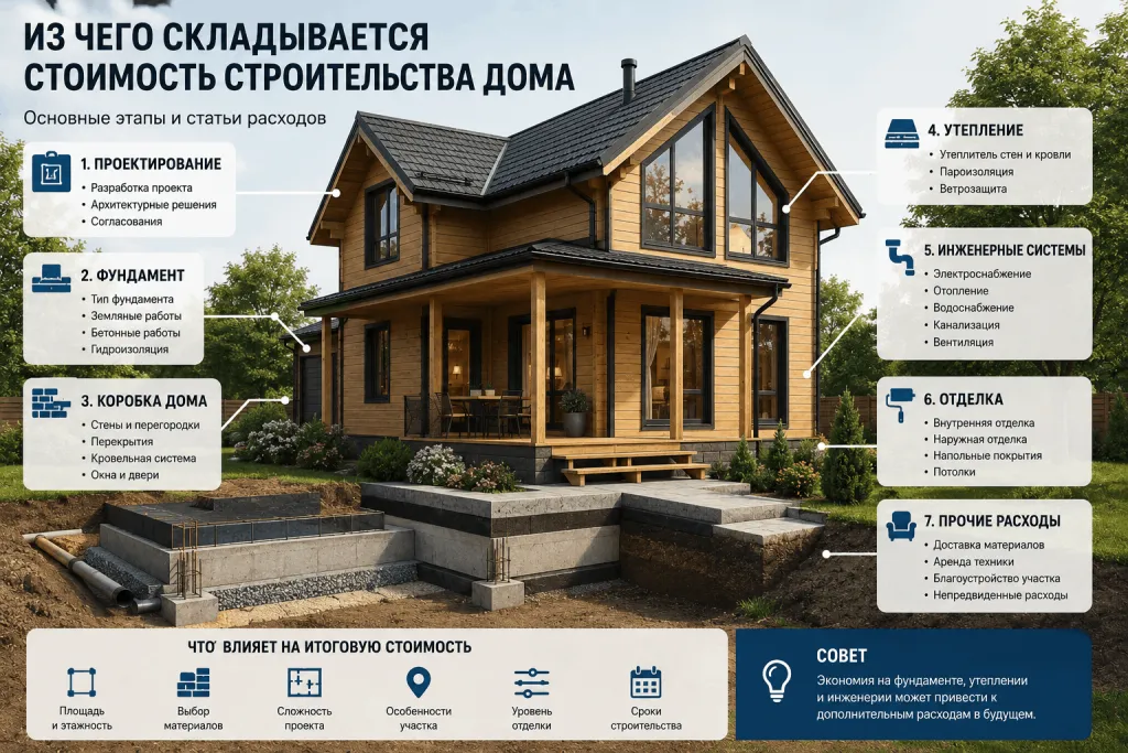 Из чего складывается стоиомость строительства дома