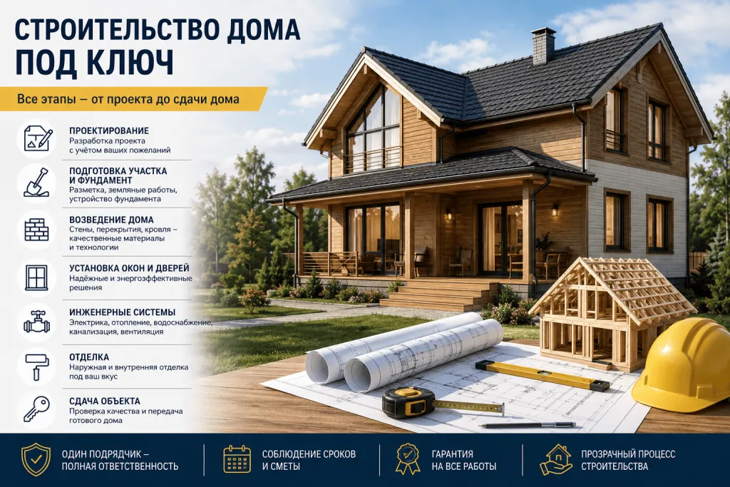 Строительство деревянного дома под ключ - основные этапы работ